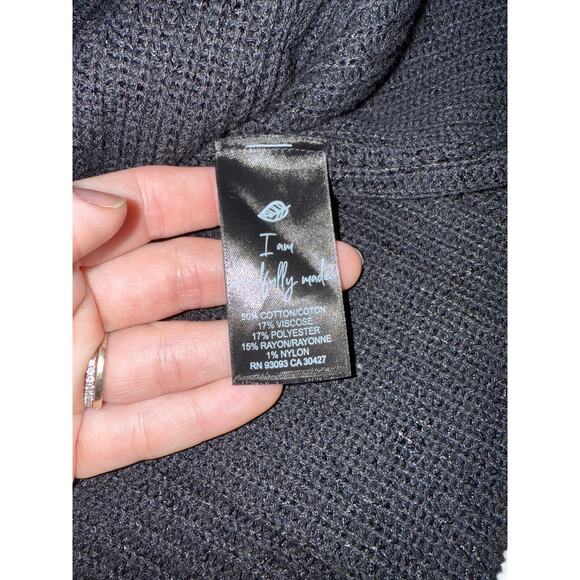 Nic + Zoe Black Night Fall Cardigan Sweater Fringe Cuff Sleeve M NWOT - Picture 5 of 8